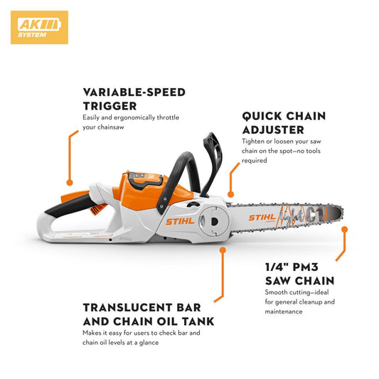 STIHL® – MSA 60 C‑B Chainsaw | 36V Battery‑Powered | 12‑Inch Bar | Battery and Charger Included